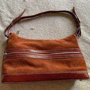Maxx New York Brown Suede and Faux Alligator Purse